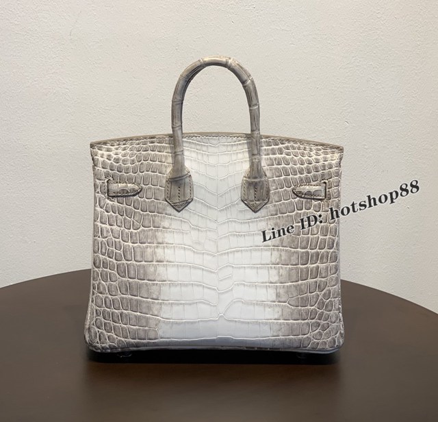 Hermes專櫃經典款鱷魚皮包 愛馬仕birkin25喜馬拉雅尼羅三張皮銀扣全手工 ttd1513